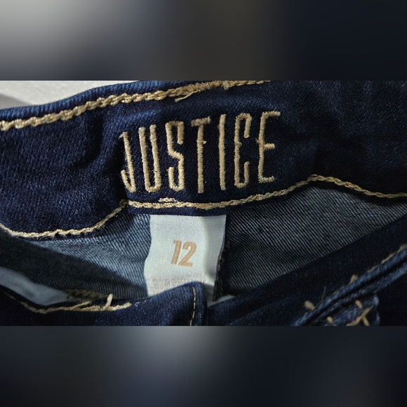 Justice Dark Blue Jean Shorts girls  12 - Picture 2 of 5